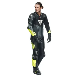 Dainese MISANO 3 PERF. D-AIR® 1PC LEATHER SUIT BLACK/ANTHRACITE/FLUO-YELLOW Best