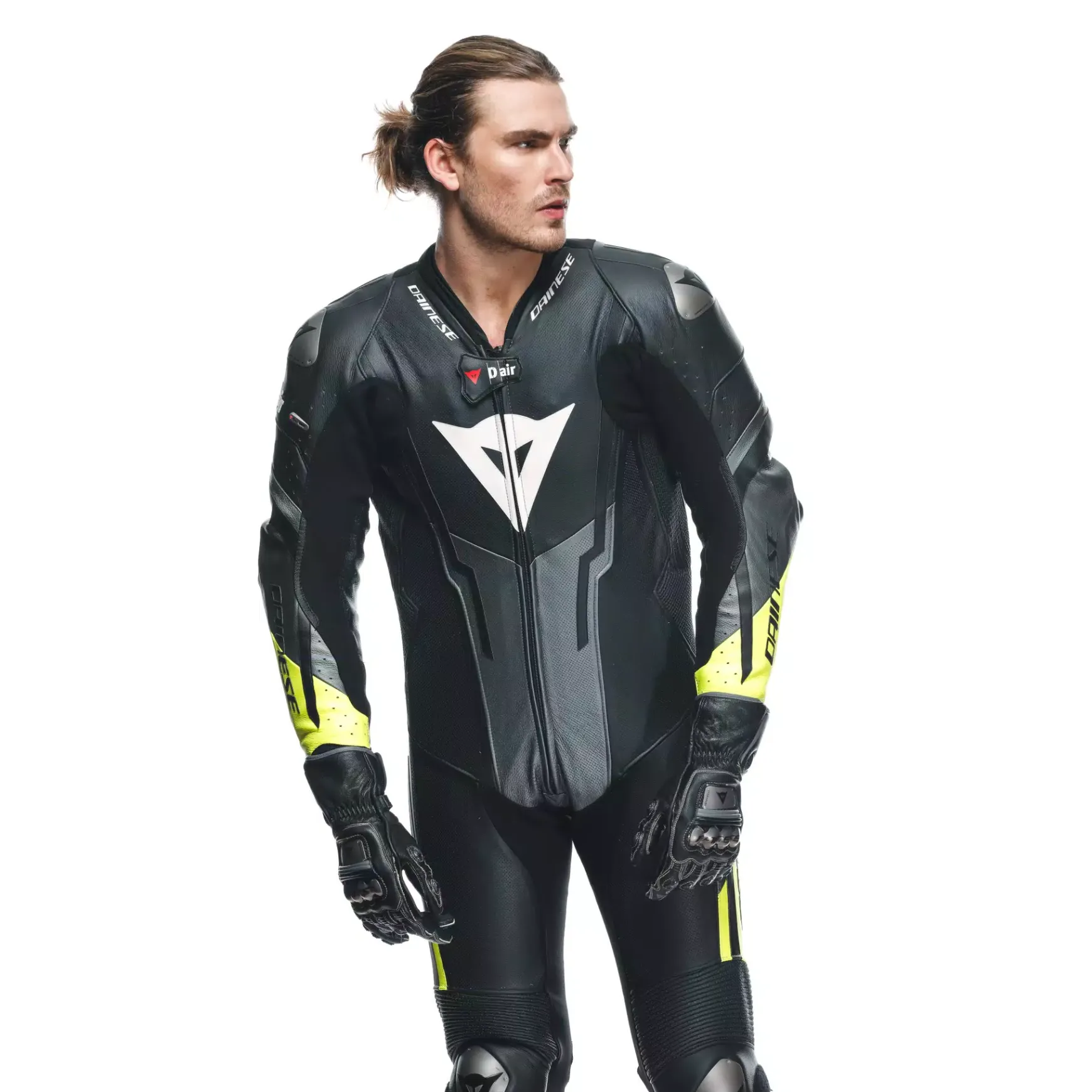 Dainese MISANO 3 PERF. D-AIR® 1PC LEATHER SUIT BLACK/ANTHRACITE/FLUO-YELLOW Best