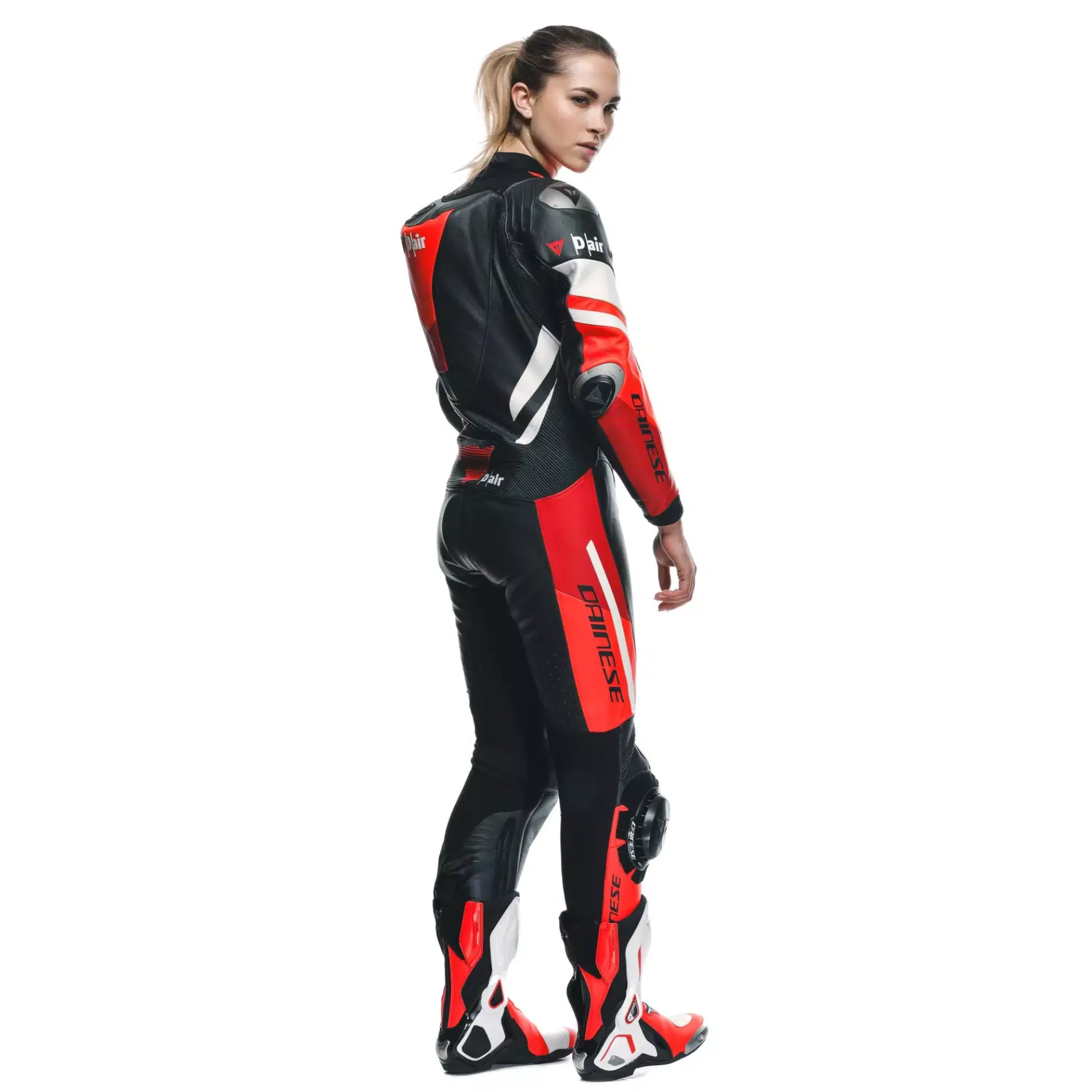 Dainese MISANO 3 PERF. D-AIR® 1PC LEATHER SUIT WMN BLACK/RED/FLUO-RED Outlet