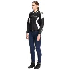 Dainese RACING 5 - DAMEN-MOTORSCHUTZJACKE AUS LEDER BLACK/WHITE Hot