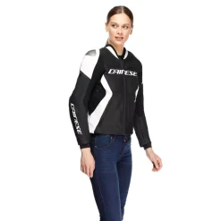 Dainese RACING 5 - DAMEN-MOTORSCHUTZJACKE AUS LEDER BLACK/WHITE Hot