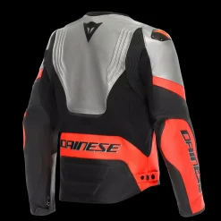 Dainese RACING 5 - MOTORRADLEDERJACKE HERREN SILVER/BLACK/RED-FLUO Clearance