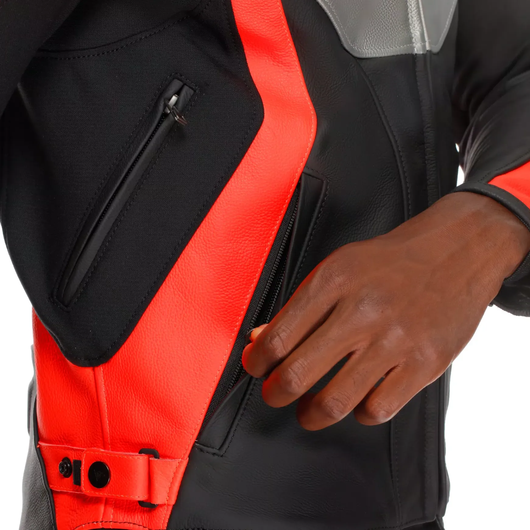 Dainese RACING 5 - MOTORRADLEDERJACKE HERREN SILVER/BLACK/RED-FLUO Clearance