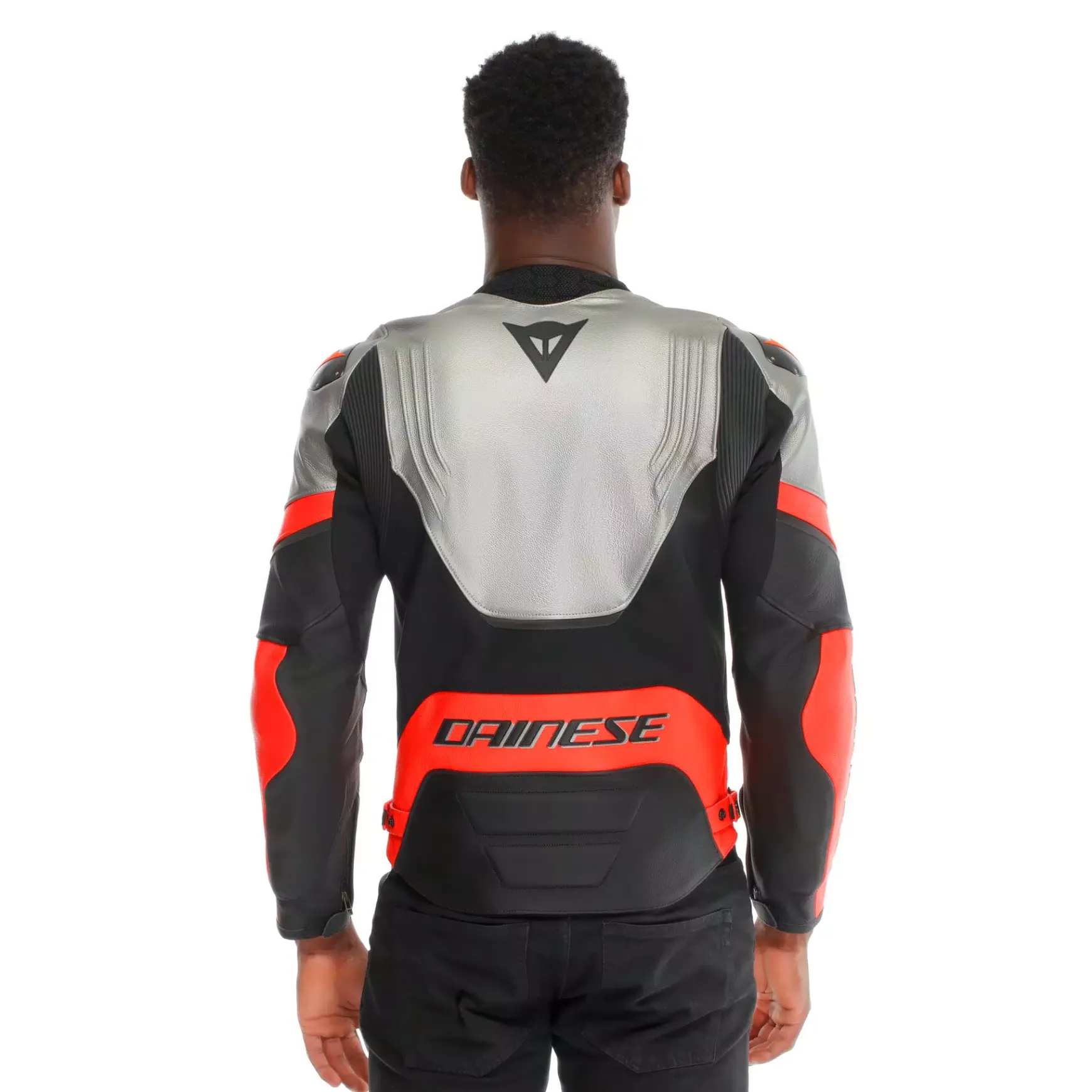 Dainese RACING 5 - MOTORRADLEDERJACKE HERREN SILVER/BLACK/RED-FLUO Clearance