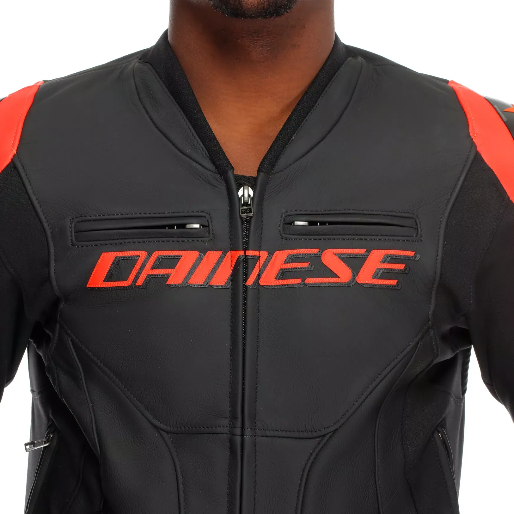 Dainese RACING 5 - MOTORRADLEDERJACKE HERREN BLACK/BLACK/RED-FLUO