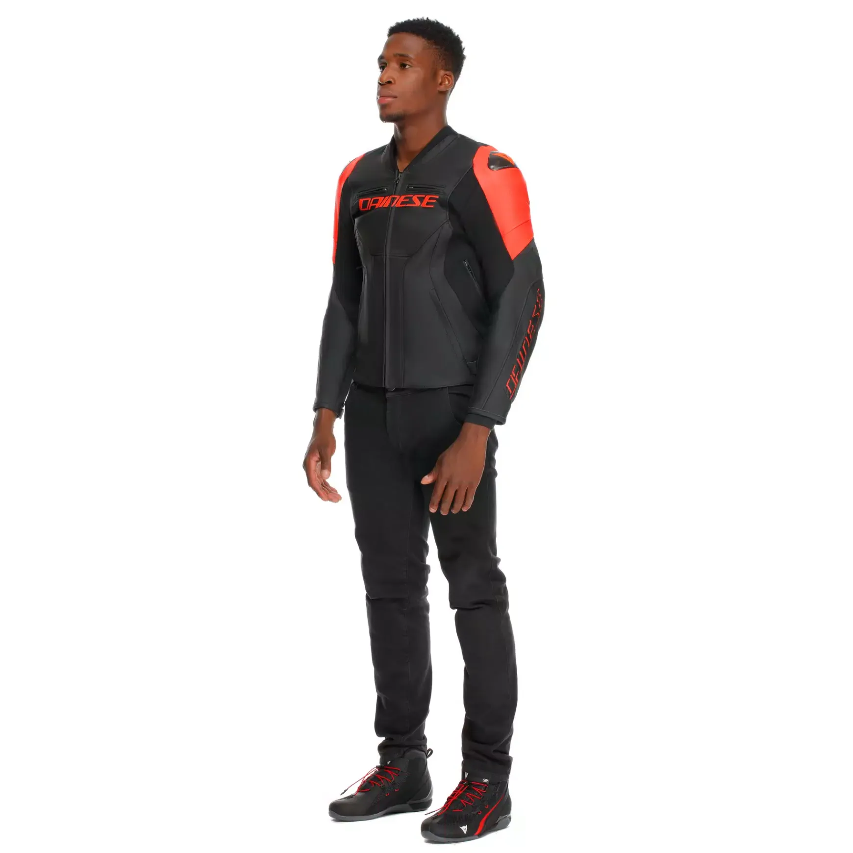 Dainese RACING 5 - MOTORRADLEDERJACKE HERREN BLACK/BLACK/RED-FLUO