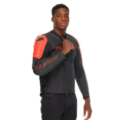 Dainese RACING 5 - MOTORRADLEDERJACKE HERREN BLACK/BLACK/RED-FLUO