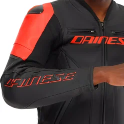 Dainese RACING 5 - MOTORRADLEDERJACKE HERREN BLACK/BLACK/RED-FLUO