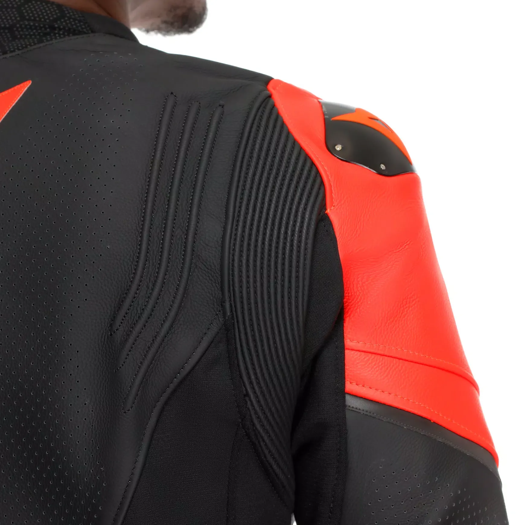 Dainese RACING 5 – PERFORIERTE LEDER-MOTORRADJACKE HERREN BLACK/BLACK/RED-FLUO Clearance
