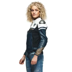 Dainese RAPIDA LADY LEATHER JACKET BLACK-IRIS/WHITE/TIBETAN-PLATINUM Outlet