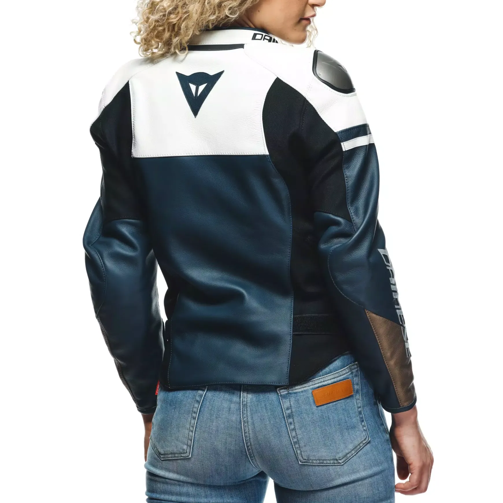 Dainese RAPIDA LADY LEATHER JACKET BLACK-IRIS/WHITE/TIBETAN-PLATINUM Outlet