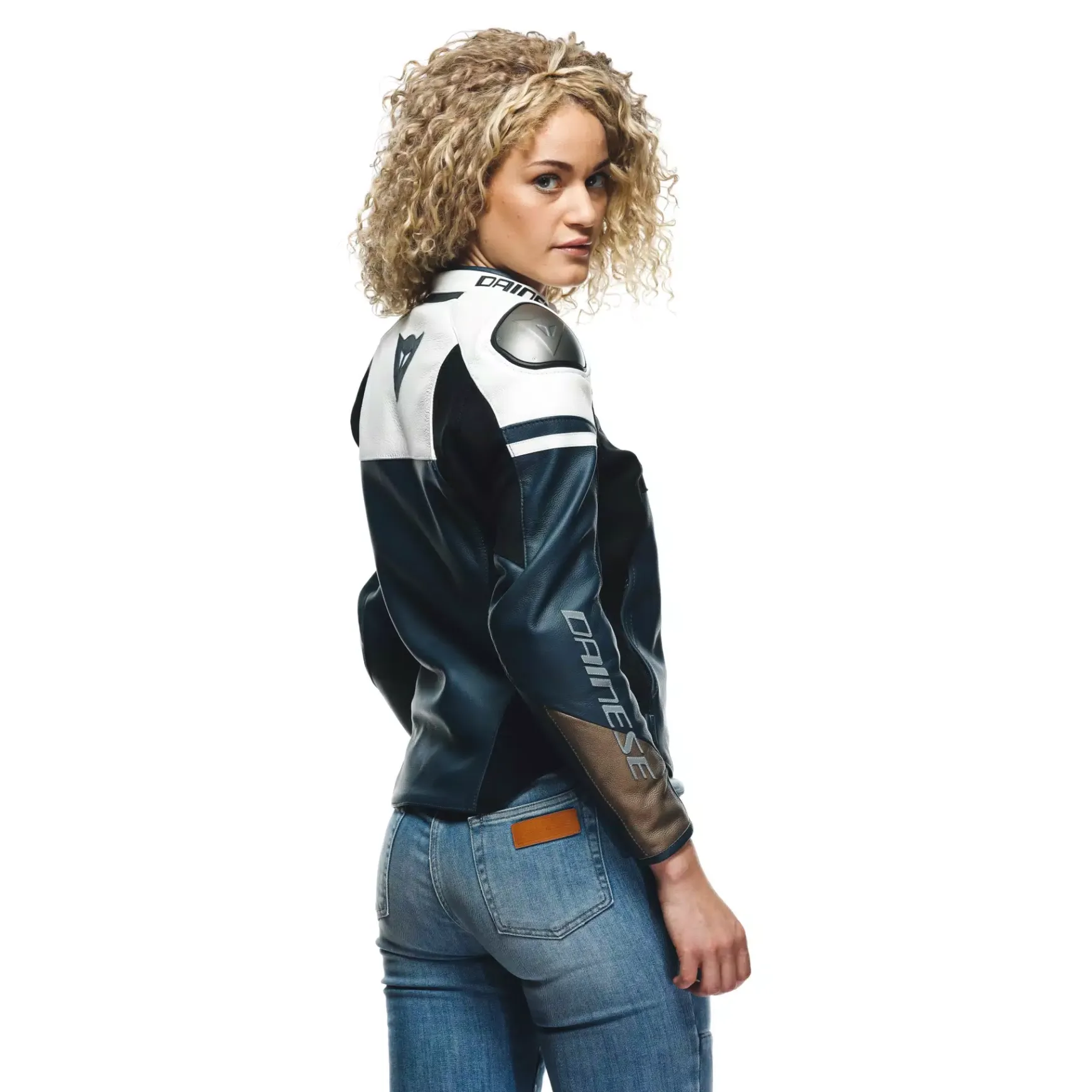 Dainese RAPIDA LADY LEATHER JACKET BLACK-IRIS/WHITE/TIBETAN-PLATINUM Outlet