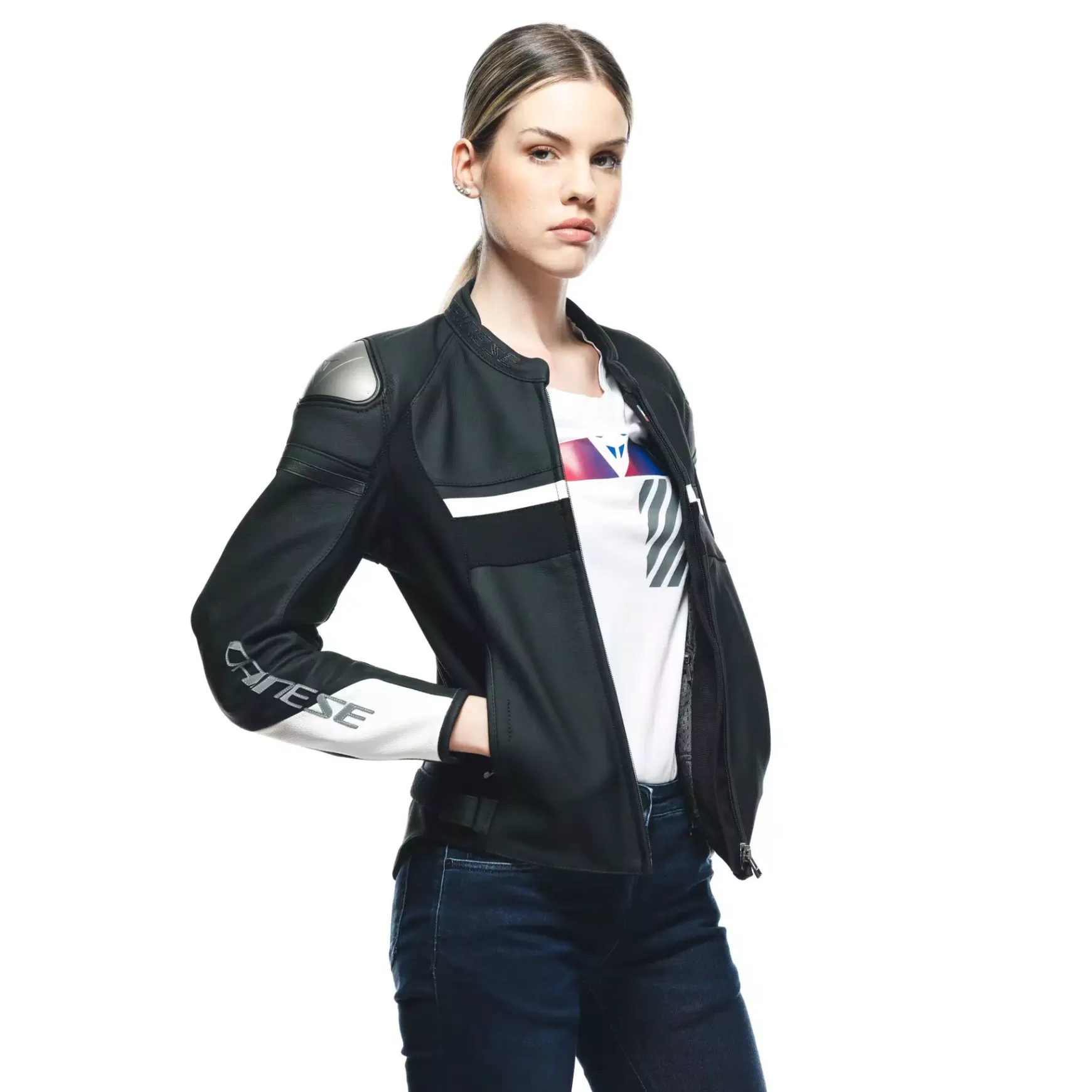 Dainese RAPIDA LADY LEATHER JACKET BLACK-MATT/BLACK-MATT/WHITE Online