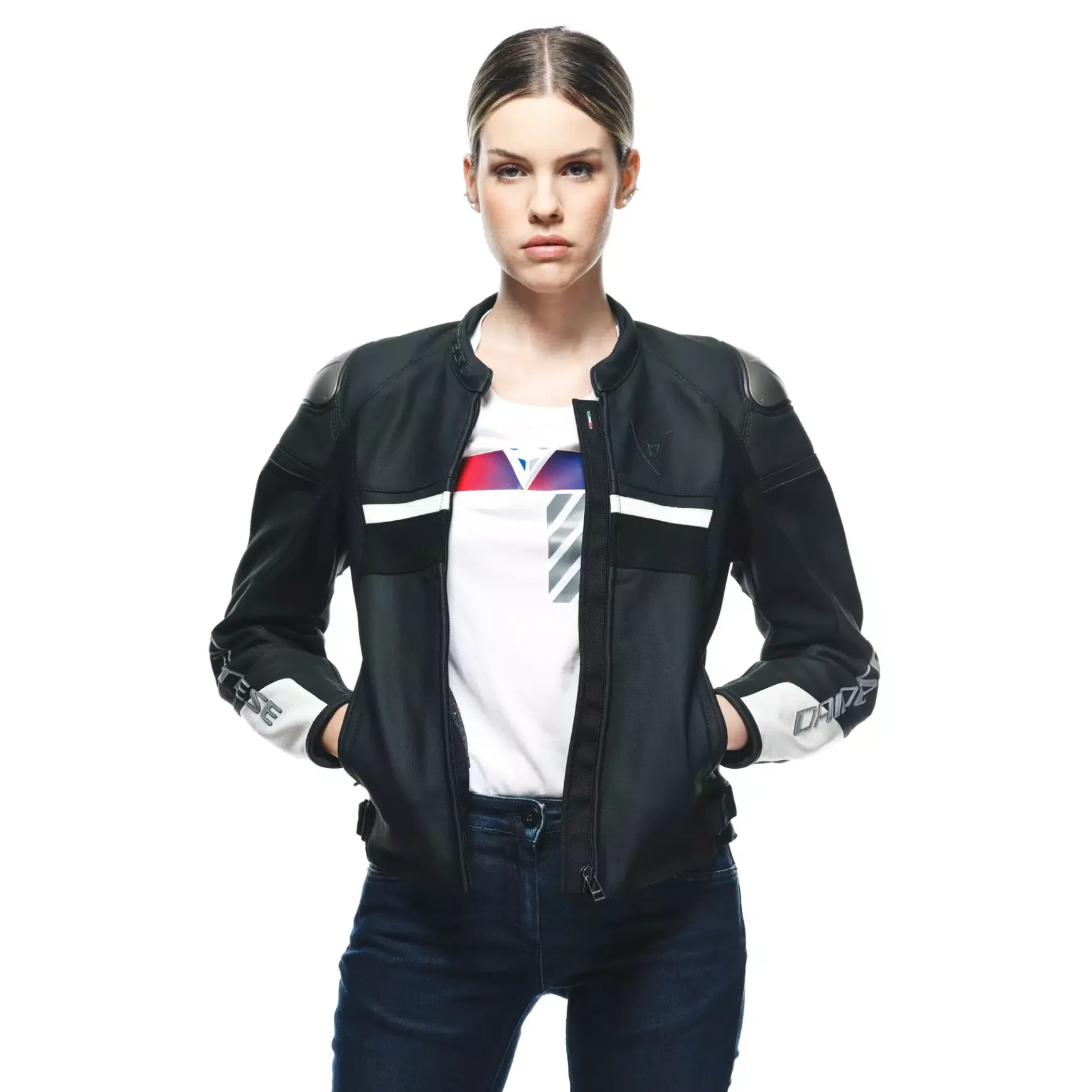 Dainese RAPIDA LADY LEATHER JACKET BLACK-MATT/BLACK-MATT/WHITE Online