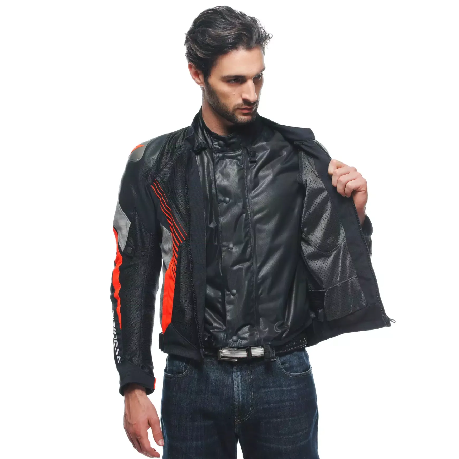 Dainese SUPER RIDER 2 ABSOLUTESHELL™ JACKET BLACK/DARK-GULL-GRAY/FLUO-RED Hot