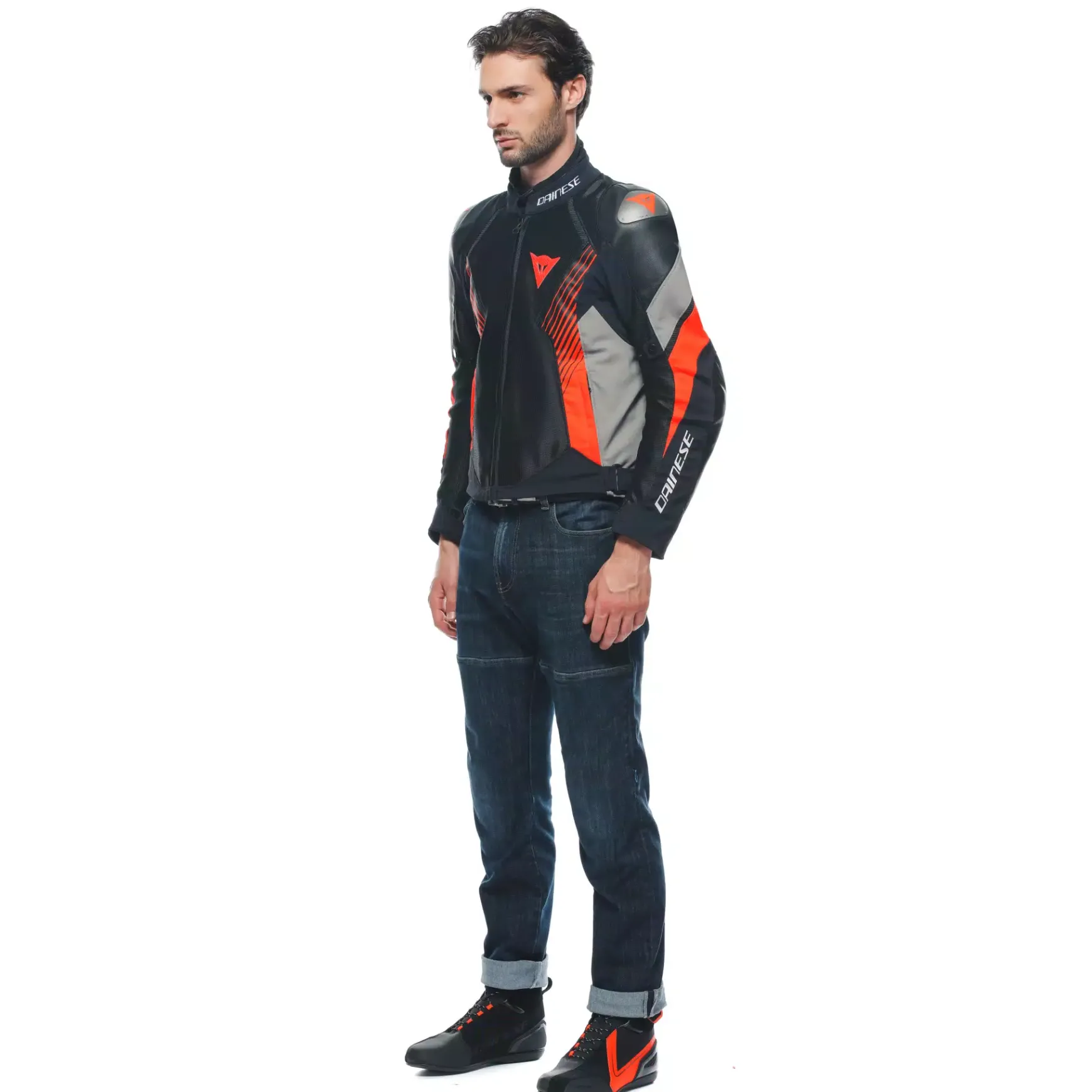Dainese SUPER RIDER 2 ABSOLUTESHELL™ JACKET BLACK/DARK-GULL-GRAY/FLUO-RED Hot
