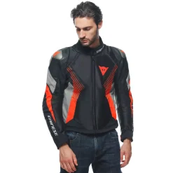 Dainese SUPER RIDER 2 ABSOLUTESHELL™ JACKET BLACK/DARK-GULL-GRAY/FLUO-RED Hot