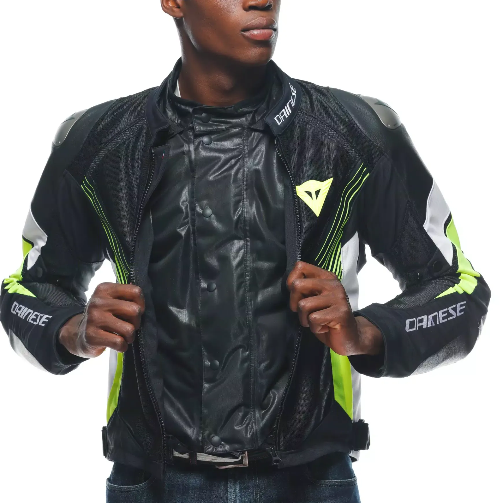 Dainese SUPER RIDER 2 ABSOLUTESHELL™ JACKET BLACK/WHITE/FLUO-YELLOW Sale