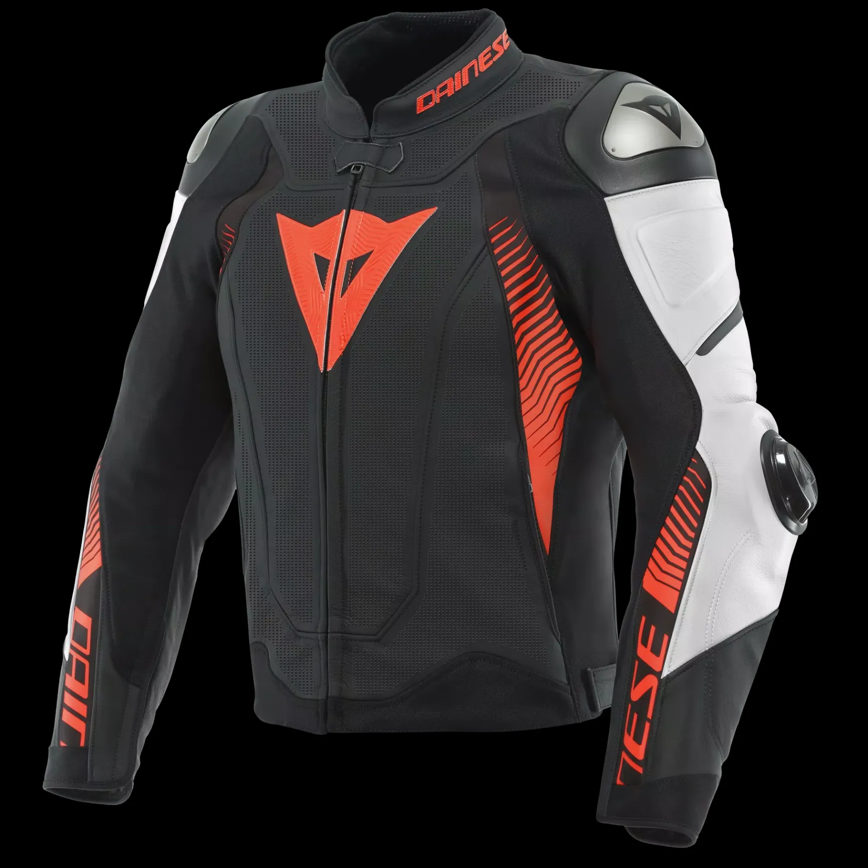Dainese SUPER SPEED 4 - PERFORIERTE LEDER-MOTORRADJACKE HERREN BLACK-MATT/WHITE/FLUO-RED