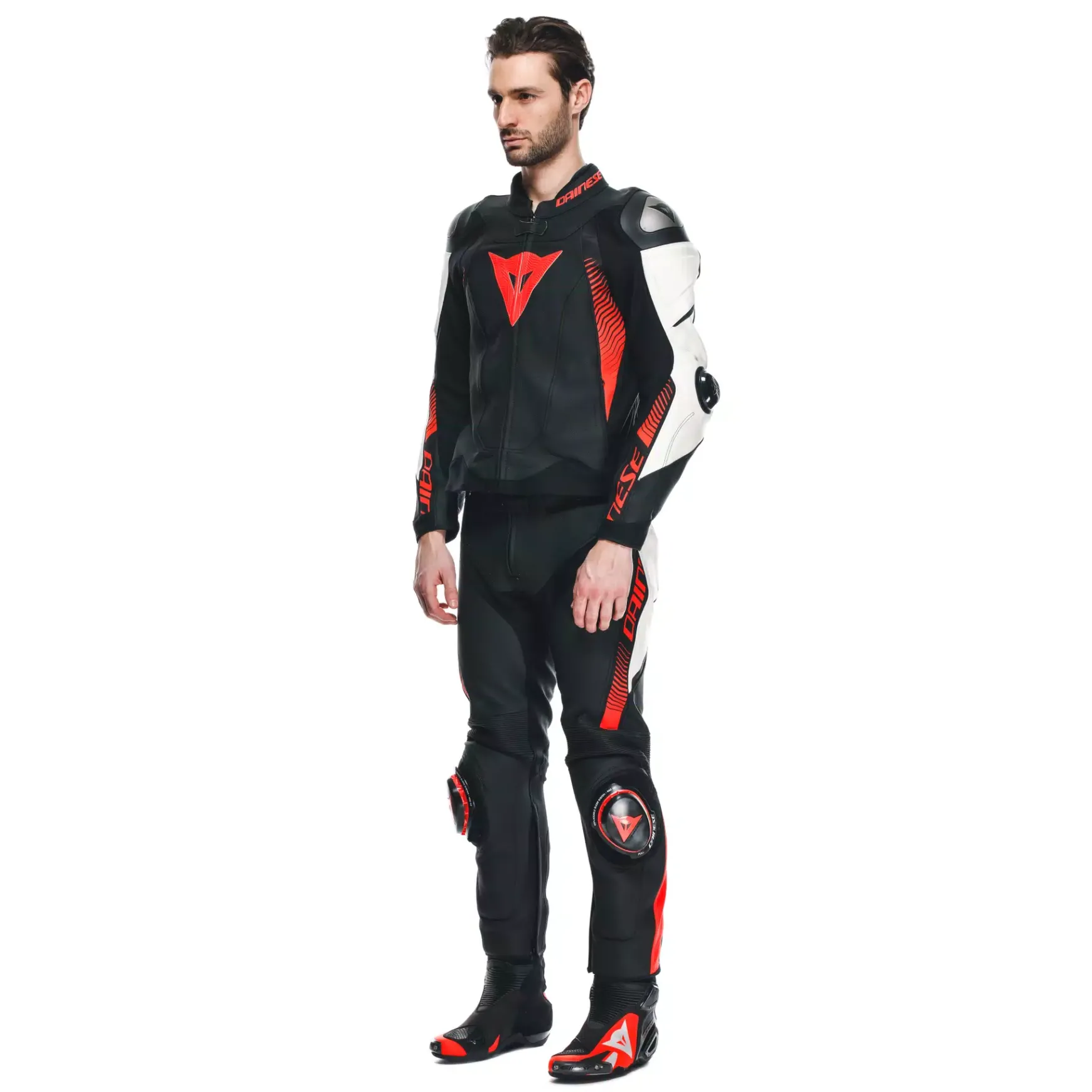 Dainese SUPER SPEED 4 - PERFORIERTE LEDER-MOTORRADJACKE HERREN BLACK-MATT/WHITE/FLUO-RED