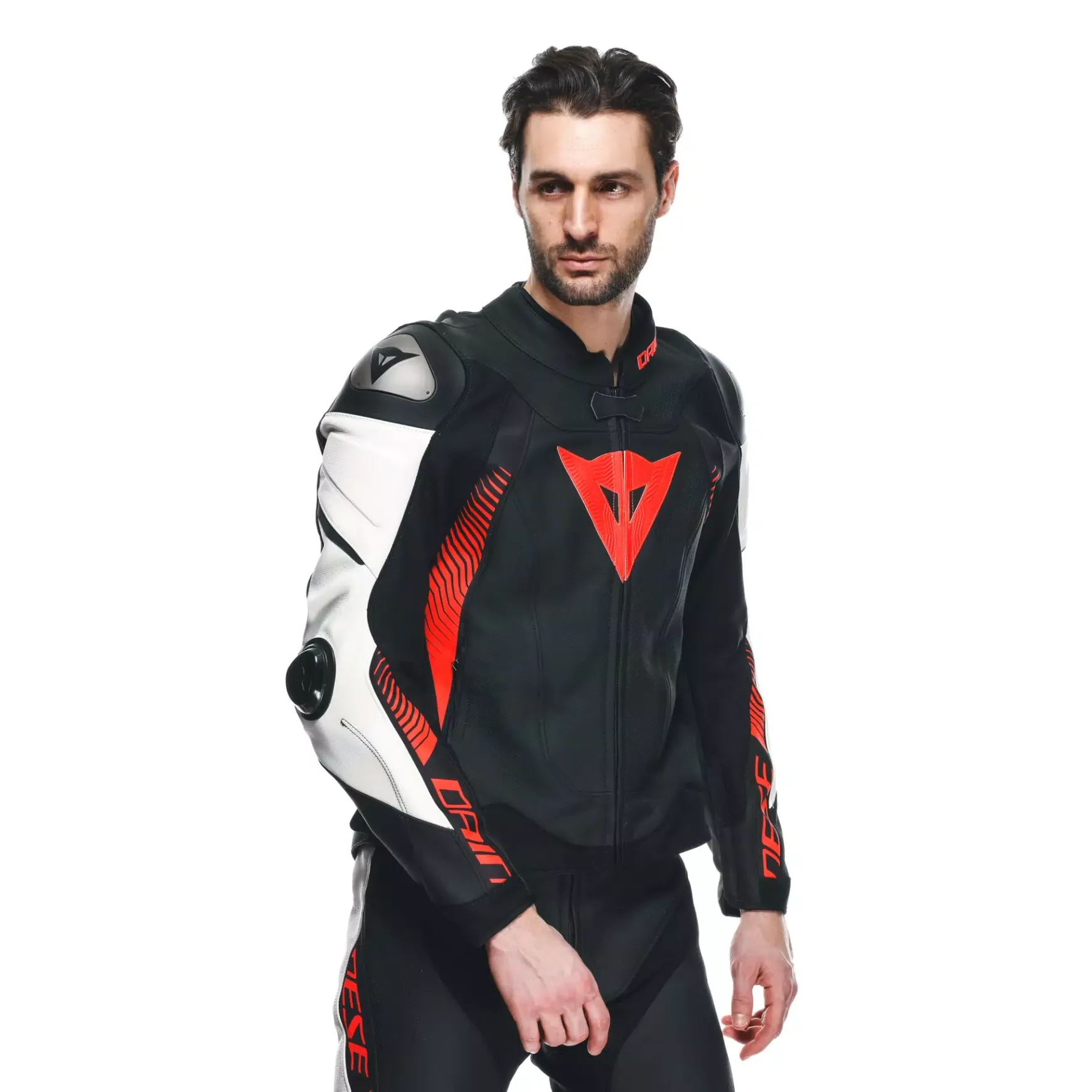 Dainese SUPER SPEED 4 - PERFORIERTE LEDER-MOTORRADJACKE HERREN BLACK-MATT/WHITE/FLUO-RED