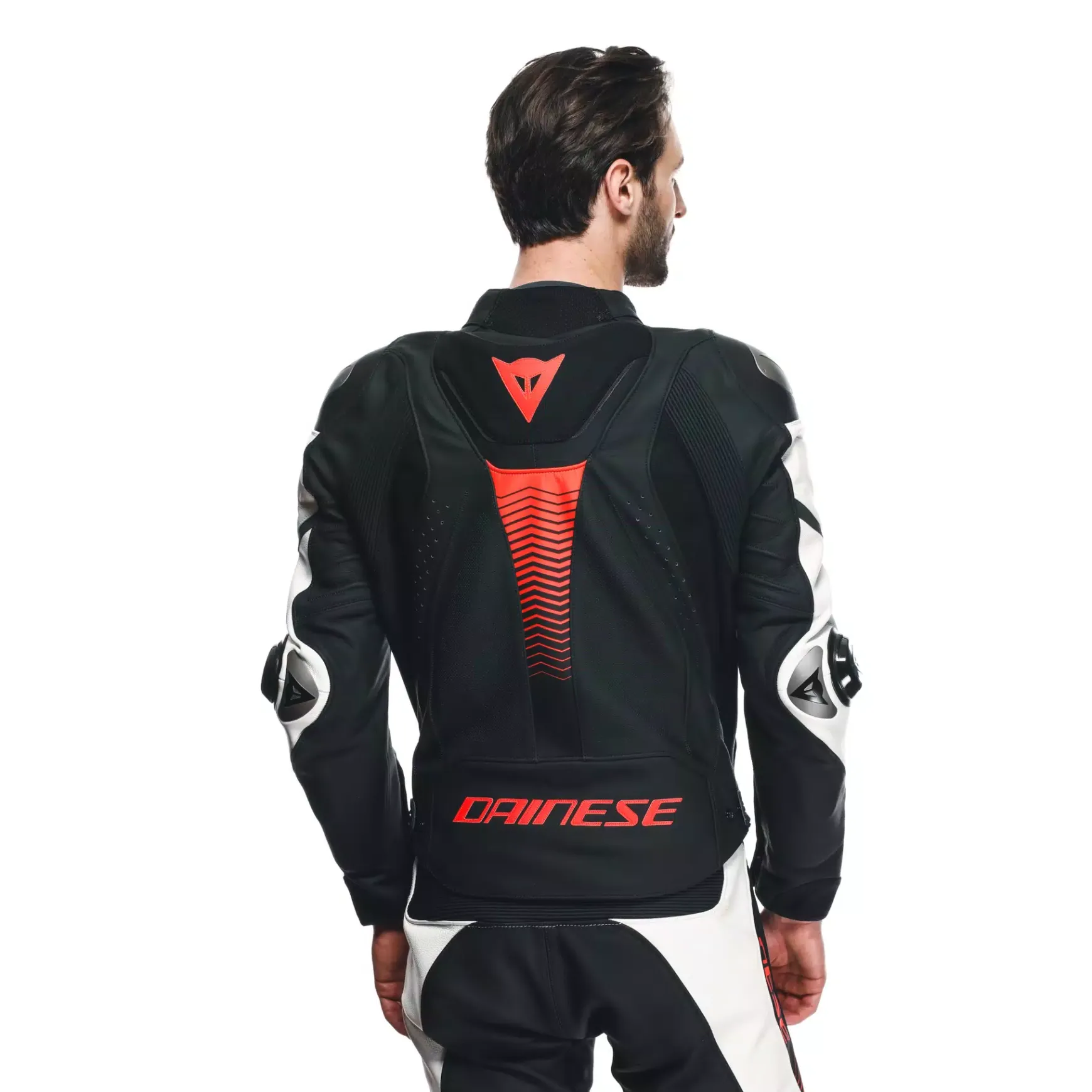 Dainese SUPER SPEED 4 - PERFORIERTE LEDER-MOTORRADJACKE HERREN BLACK-MATT/WHITE/FLUO-RED