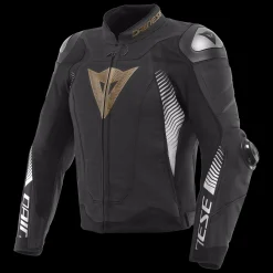 Dainese SUPER SPEED 4 - PERFORIERTE LEDER-MOTORRADJACKE HERREN BLACK/TIBETAN PLATINUM/WHITE Online