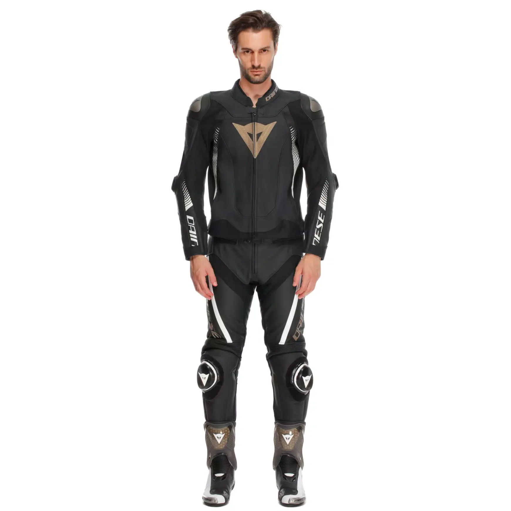 Dainese SUPER SPEED 4 - PERFORIERTE LEDER-MOTORRADJACKE HERREN BLACK/TIBETAN PLATINUM/WHITE Online