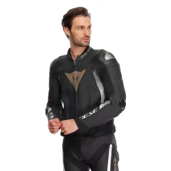 Dainese SUPER SPEED 4 - PERFORIERTE LEDER-MOTORRADJACKE HERREN BLACK/TIBETAN PLATINUM/WHITE Online