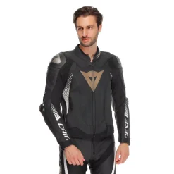 Dainese SUPER SPEED 4 - PERFORIERTE LEDER-MOTORRADJACKE HERREN BLACK/TIBETAN PLATINUM/WHITE Online