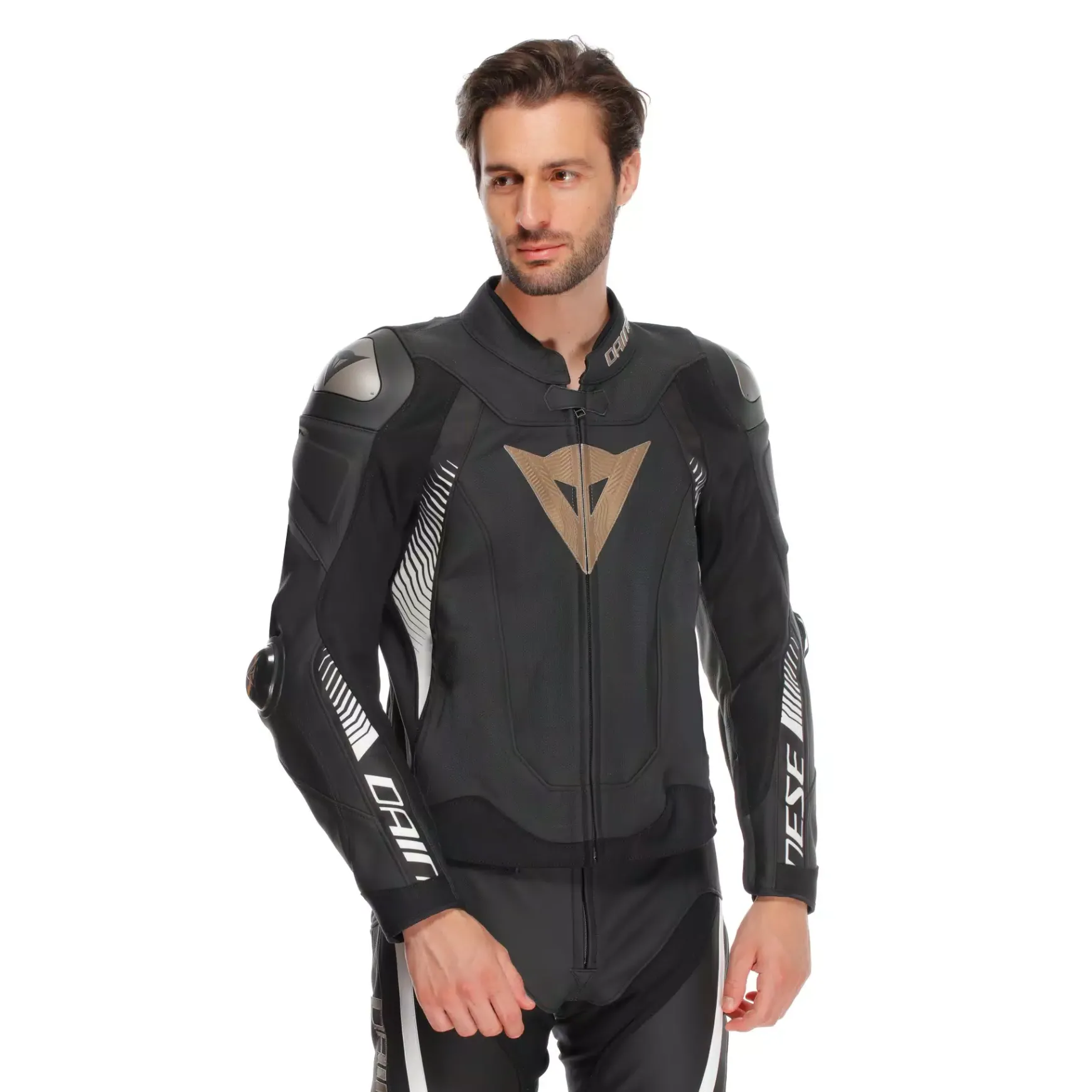 Dainese SUPER SPEED 4 - PERFORIERTE LEDER-MOTORRADJACKE HERREN BLACK/TIBETAN PLATINUM/WHITE Online