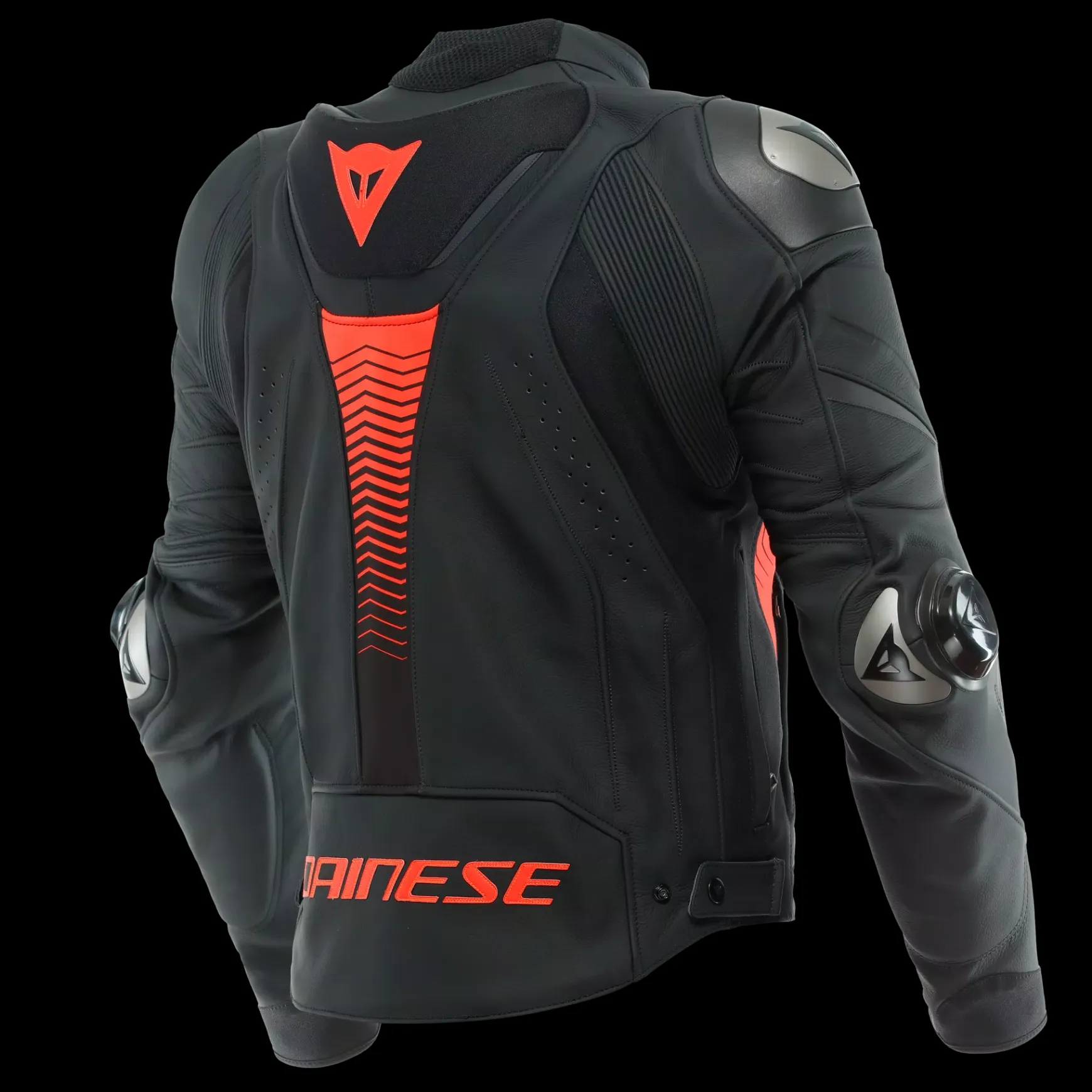 Dainese SUPER SPEED 4 LEATHER JACKET BLACK-MATT/FLUO-RED Discount