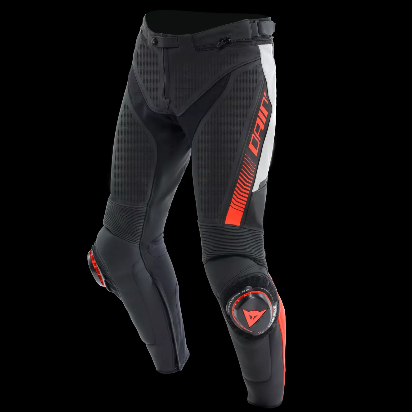 Dainese SUPER SPEED - MOTORRADHOSE AUS LEDER HERREN BLACK/WHITE/RED-FLUO