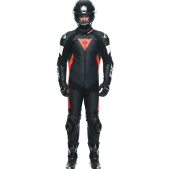 Dainese TOSA 1 PCS LEATHER SUIT PERF BLACK/FLUO-RED/WHITE Sale