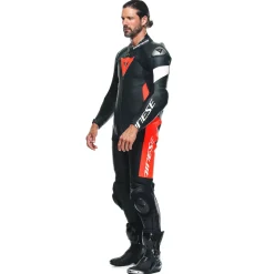 Dainese TOSA 1 PCS LEATHER SUIT PERF BLACK/FLUO-RED/WHITE Sale