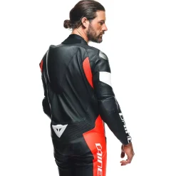 Dainese TOSA 1 PCS LEATHER SUIT PERF BLACK/FLUO-RED/WHITE Sale