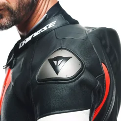 Dainese TOSA 1 PCS LEATHER SUIT PERF BLACK/FLUO-RED/WHITE Sale