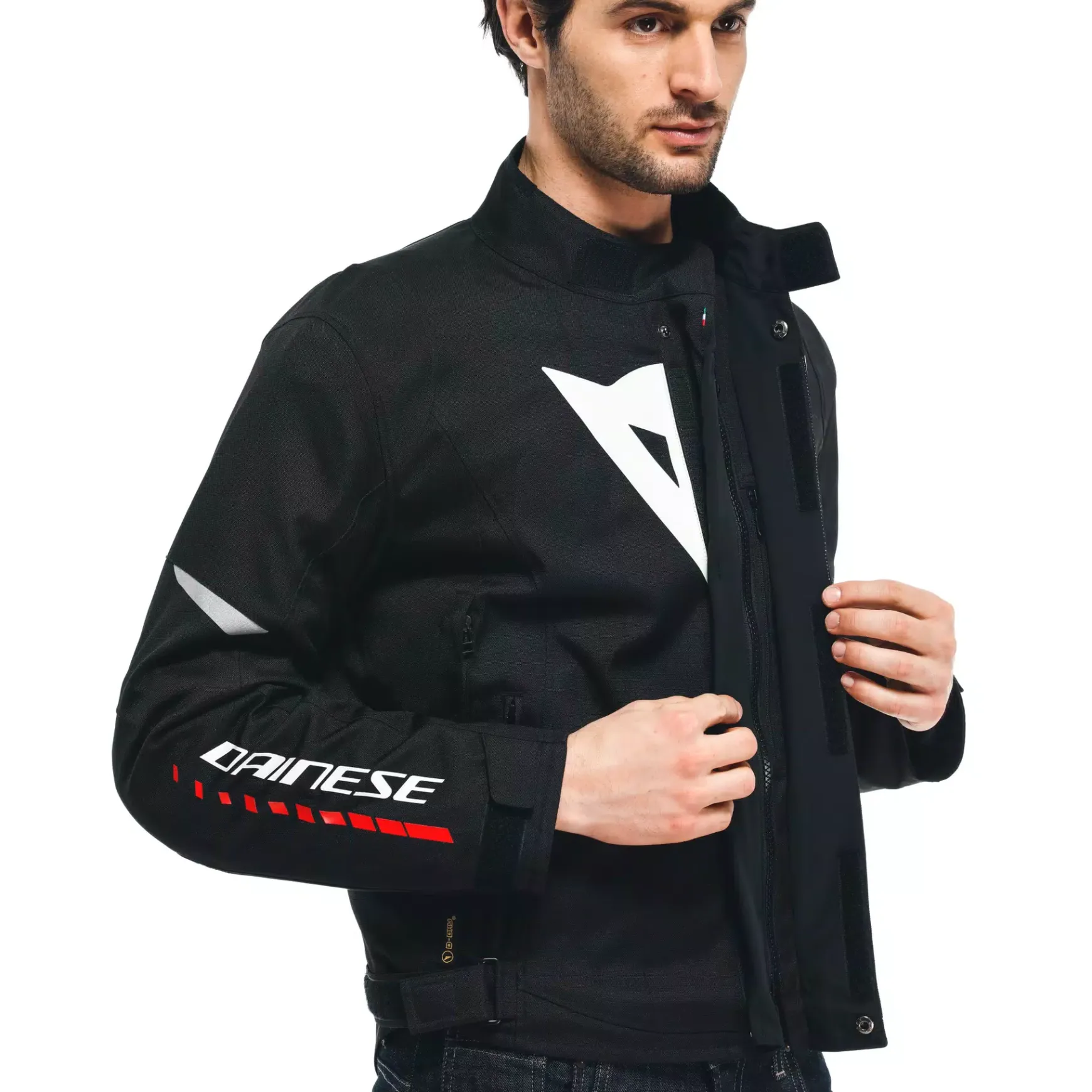 Dainese VELOCE D-DRY® JACKET BLACK/WHITE/LAVA-RED Outlet